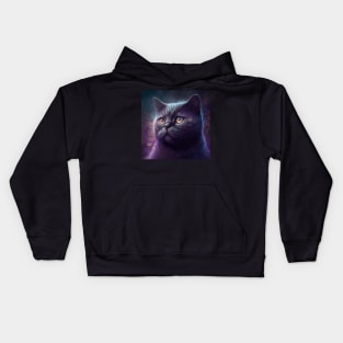 Galactic Black British Shorthair Kids Hoodie